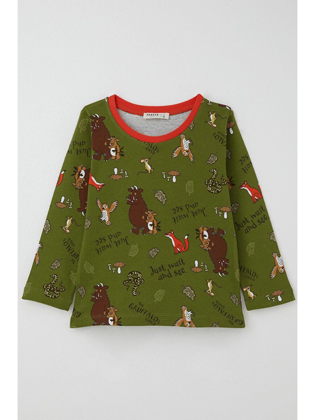 Erkek Bebek Pijama Takımı The Gruffalo Desenli Haki Yeşil (9 Ay-3 Yaş)-1