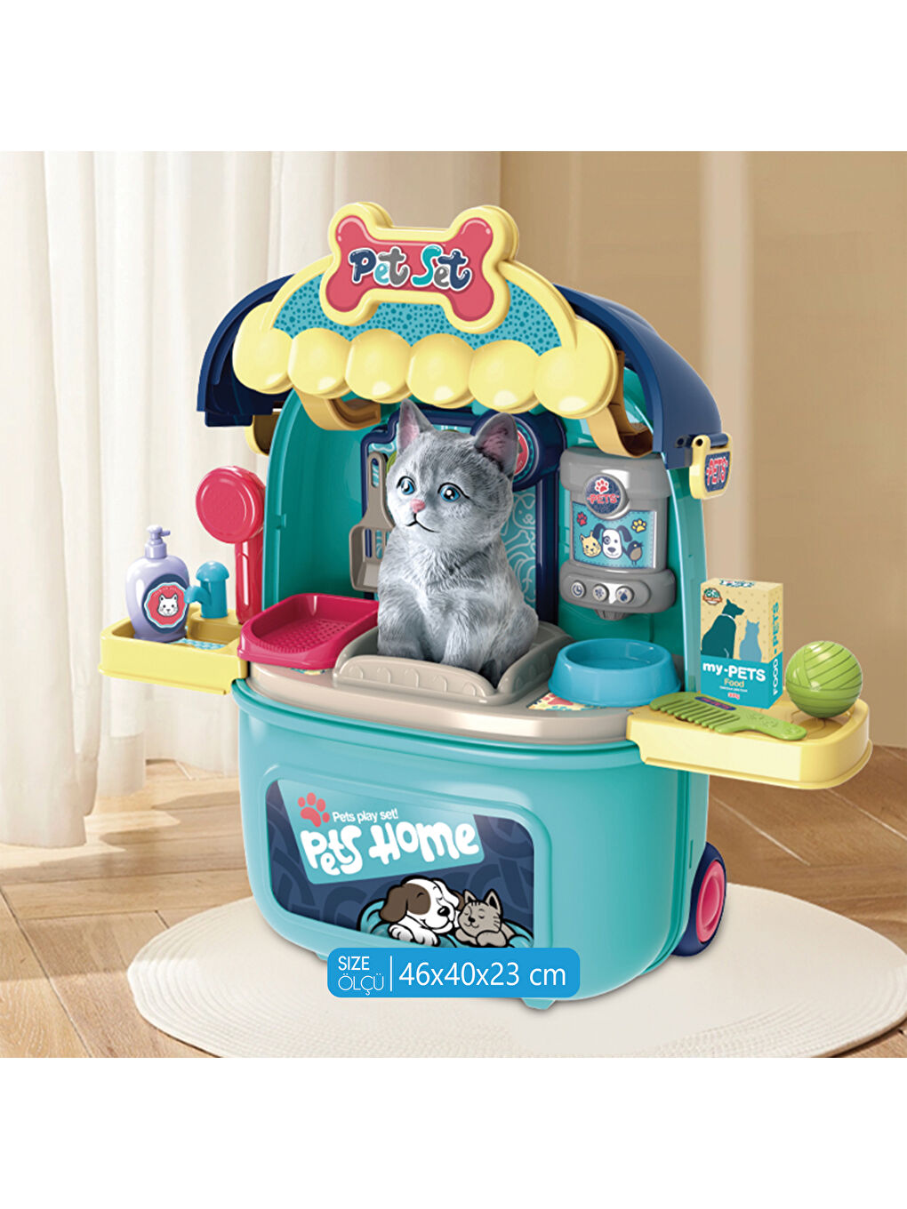 Evcil Hayvan Oyun Seti Tekerlekli Çekçekli Sırt Çantası-1