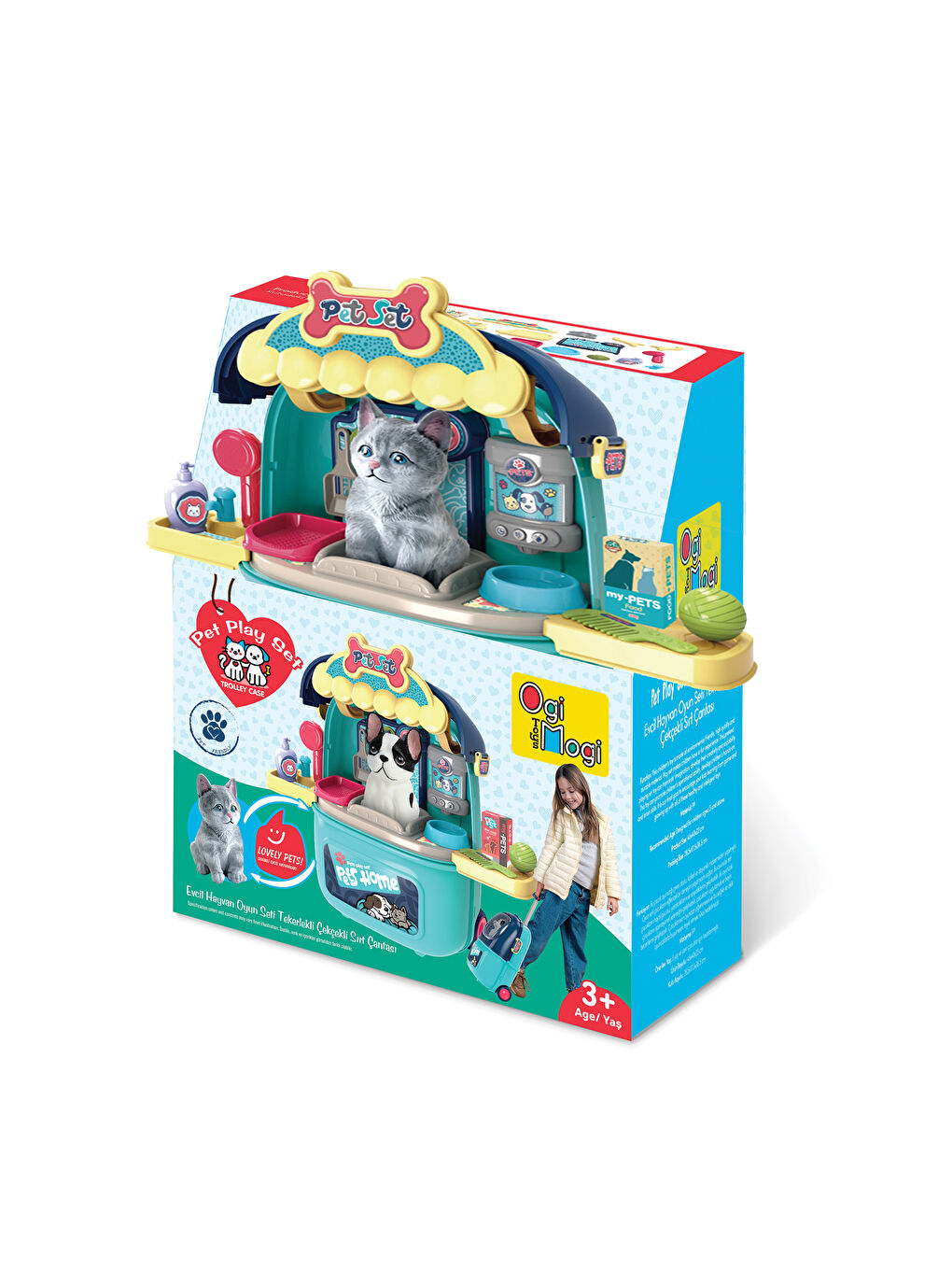 Evcil Hayvan Oyun Seti Tekerlekli Çekçekli Sırt Çantası-2