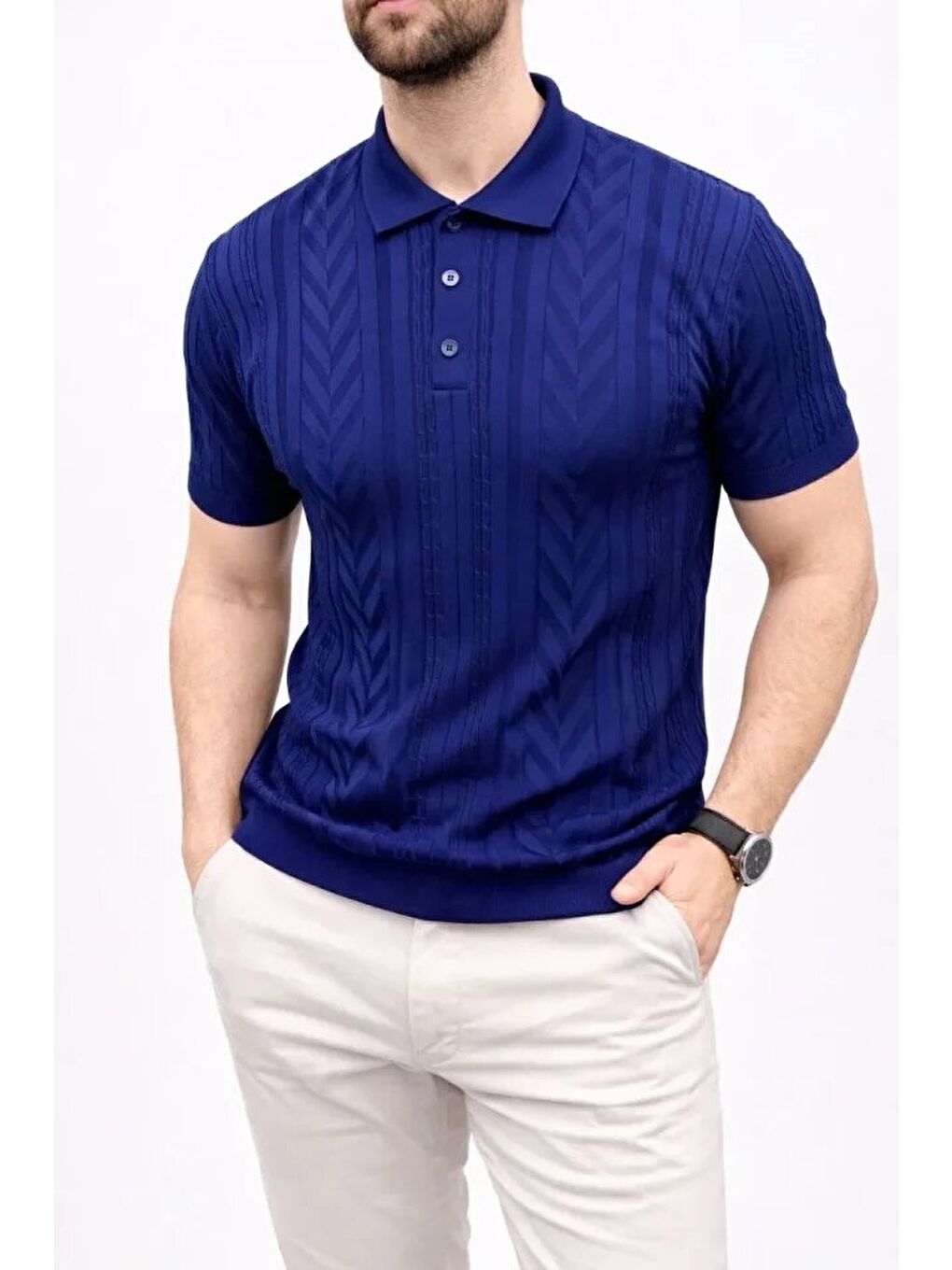 Lacivert Erkek Yazlık Triko Polo Yaka Tişört