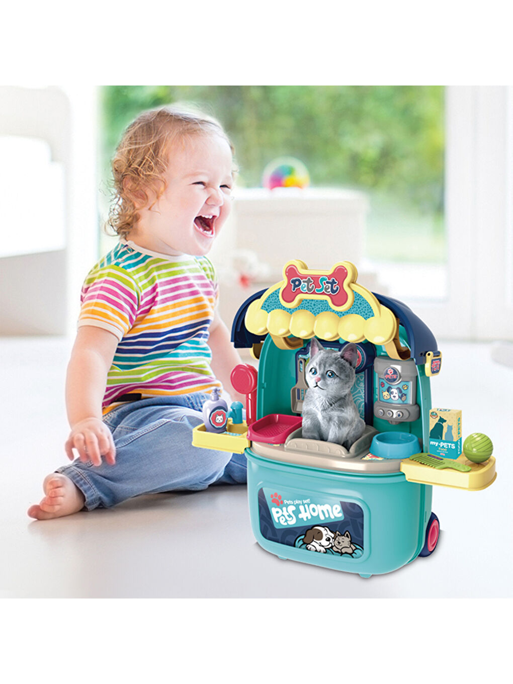 Evcil Hayvan Oyun Seti Tekerlekli Çekçekli Sırt Çantası-3