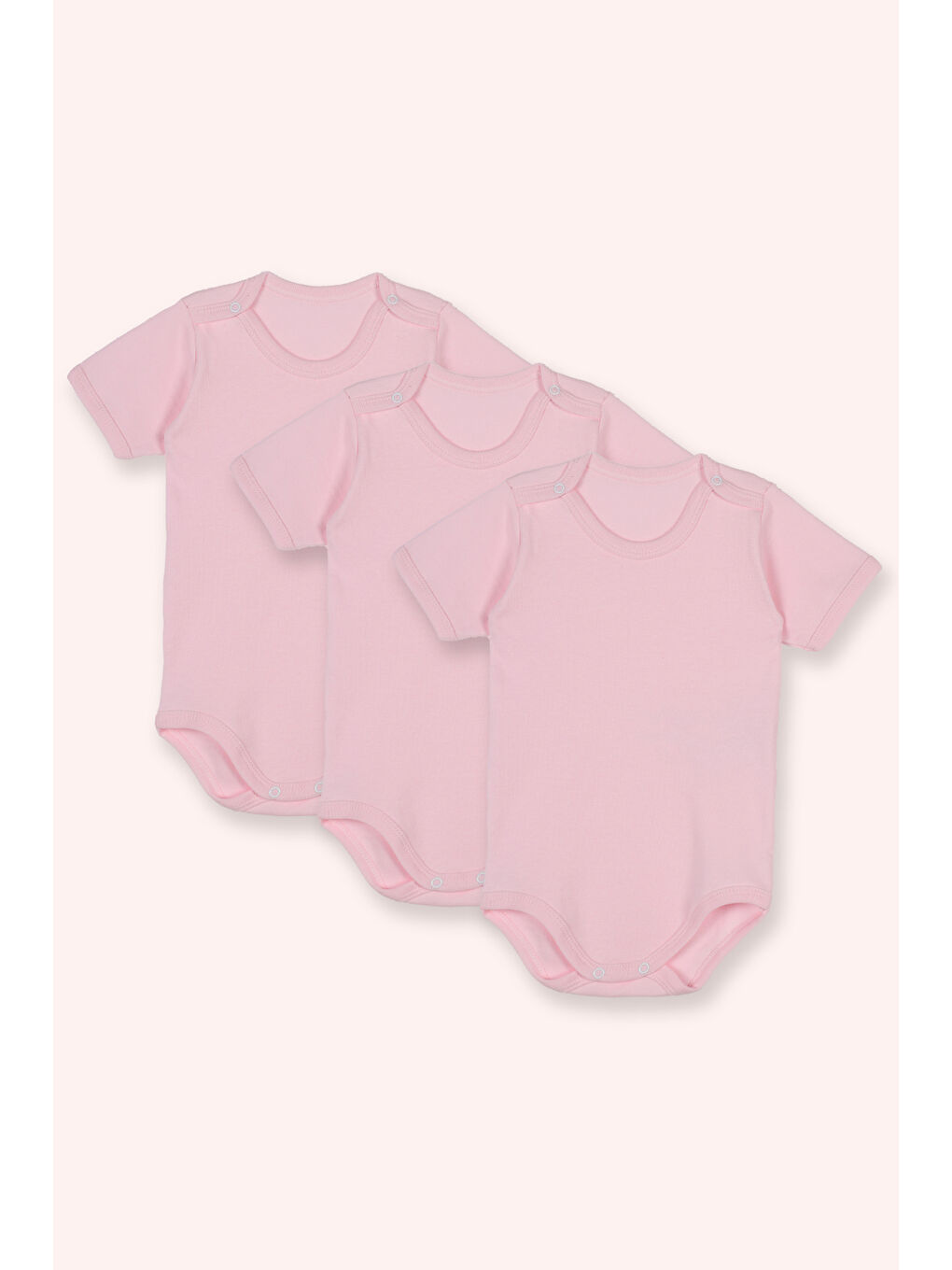 Yenidoğan Kısa Kollu Çıtçıtlı 3'lü Pembe Body
