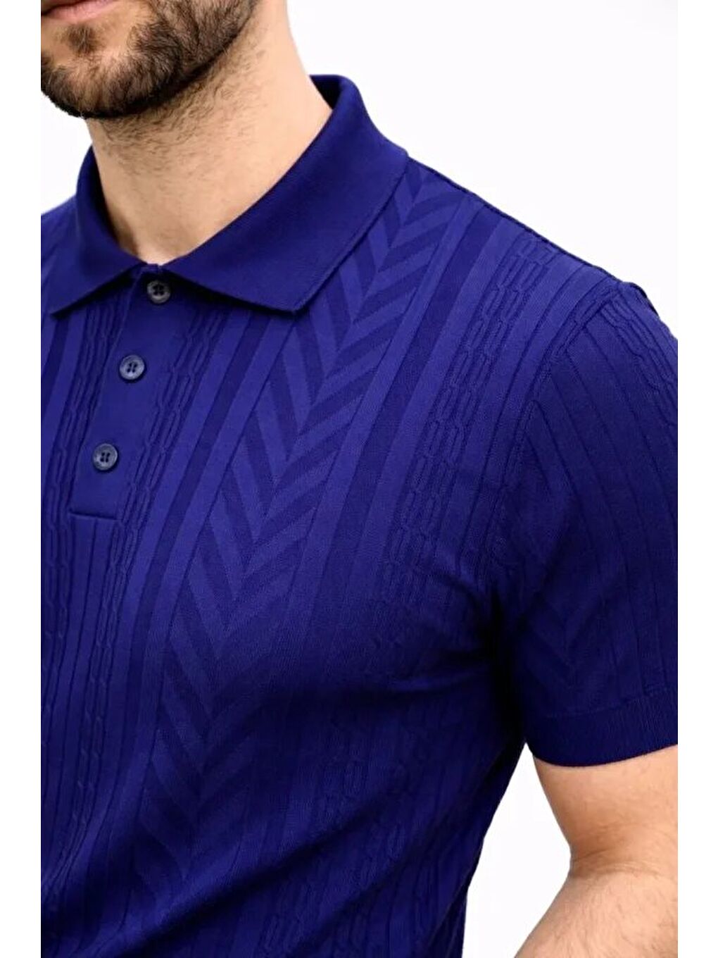 Lacivert Erkek Yazlık Triko Polo Yaka Tişört-1