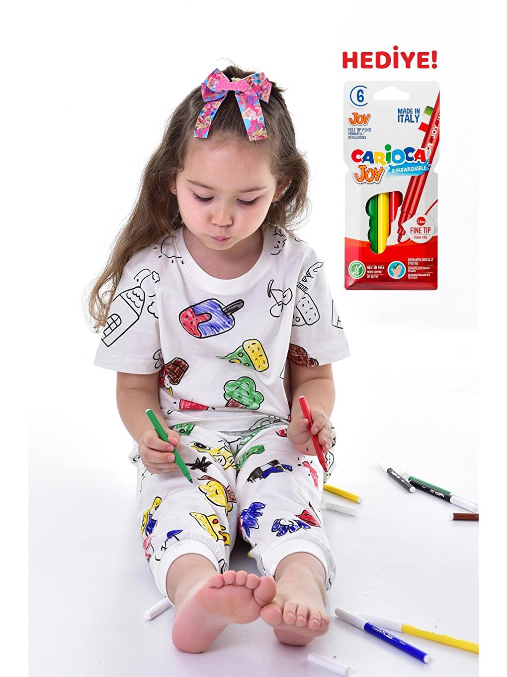 Myhanne Beyaz Figürlü Boyanabilir Pijama Takımı PJ22226 - 1