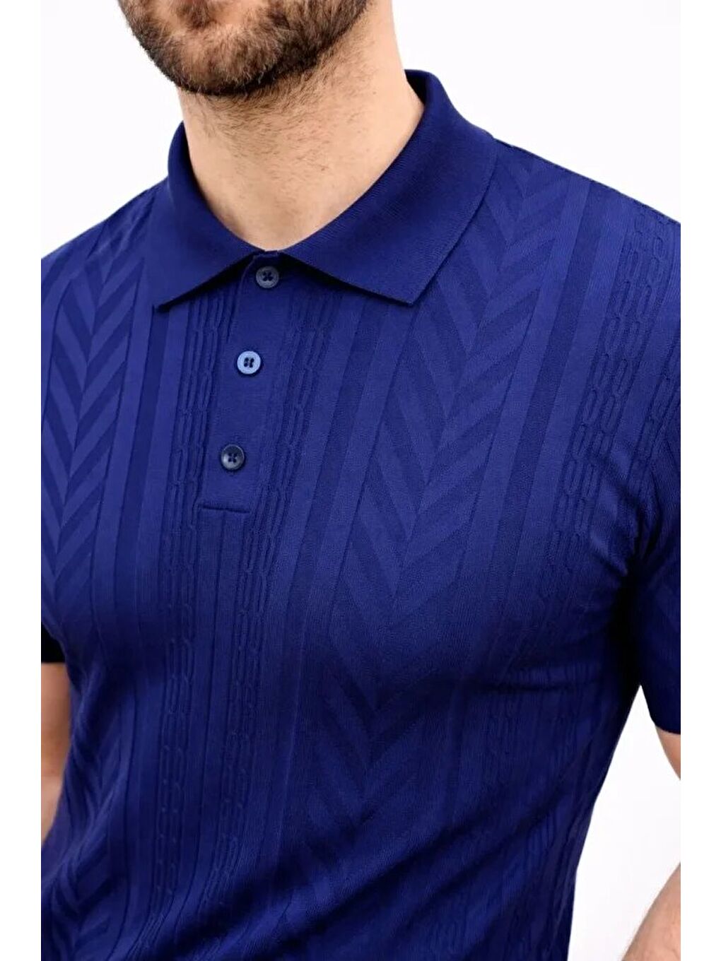 Lacivert Erkek Yazlık Triko Polo Yaka Tişört-3