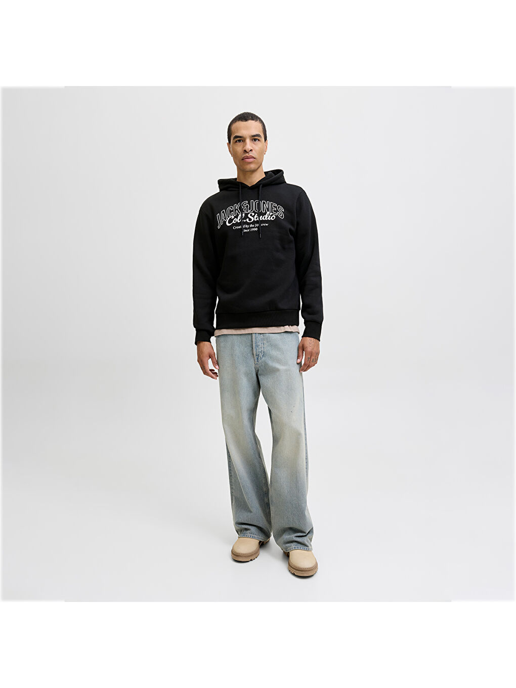 Makoto Erkek Siyah Kapüşonlu Sweatshirt-1