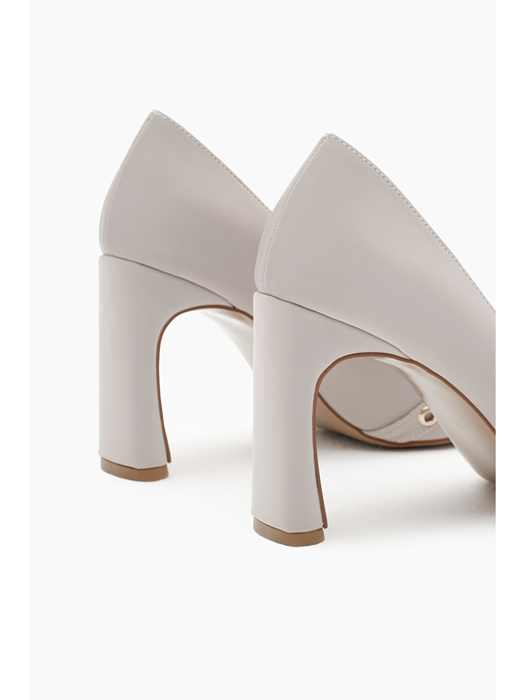 Bej Kadın Taş Neolit Taban Önü Şerit Tokalı Yüksek Topuklu Ayakkabı-4