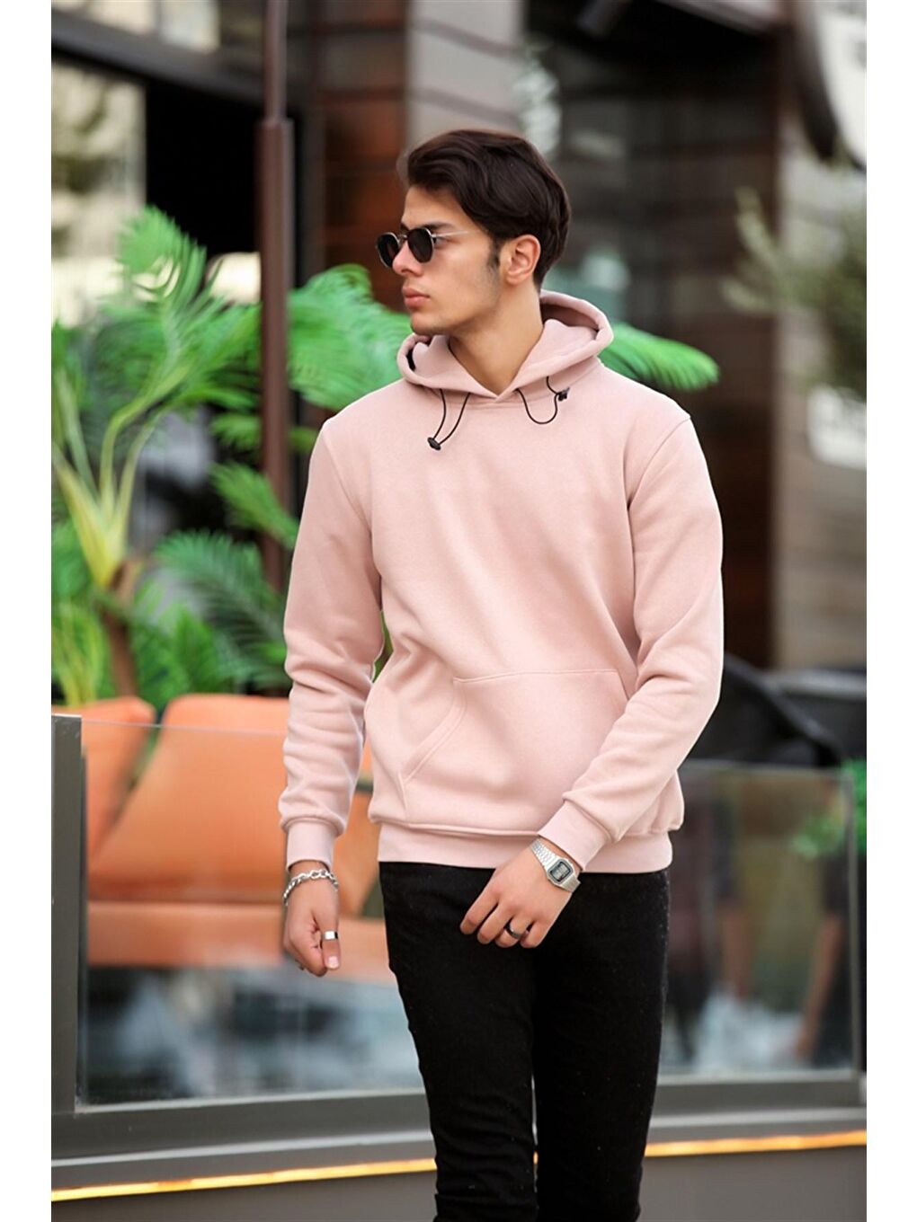 Miron Pembe Basic Sweatshirt Regular Fit-Pembe - 1