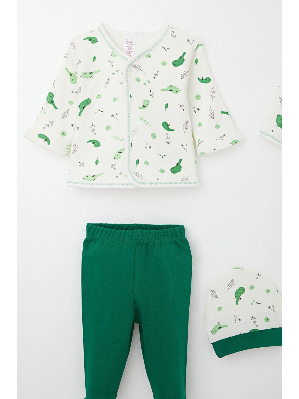 Kız Bebek Hastane Çıkışı 8 Li Bahar Temalı Sevimli Minik Serçe Desenli Ekru (0-3 Ay)-2