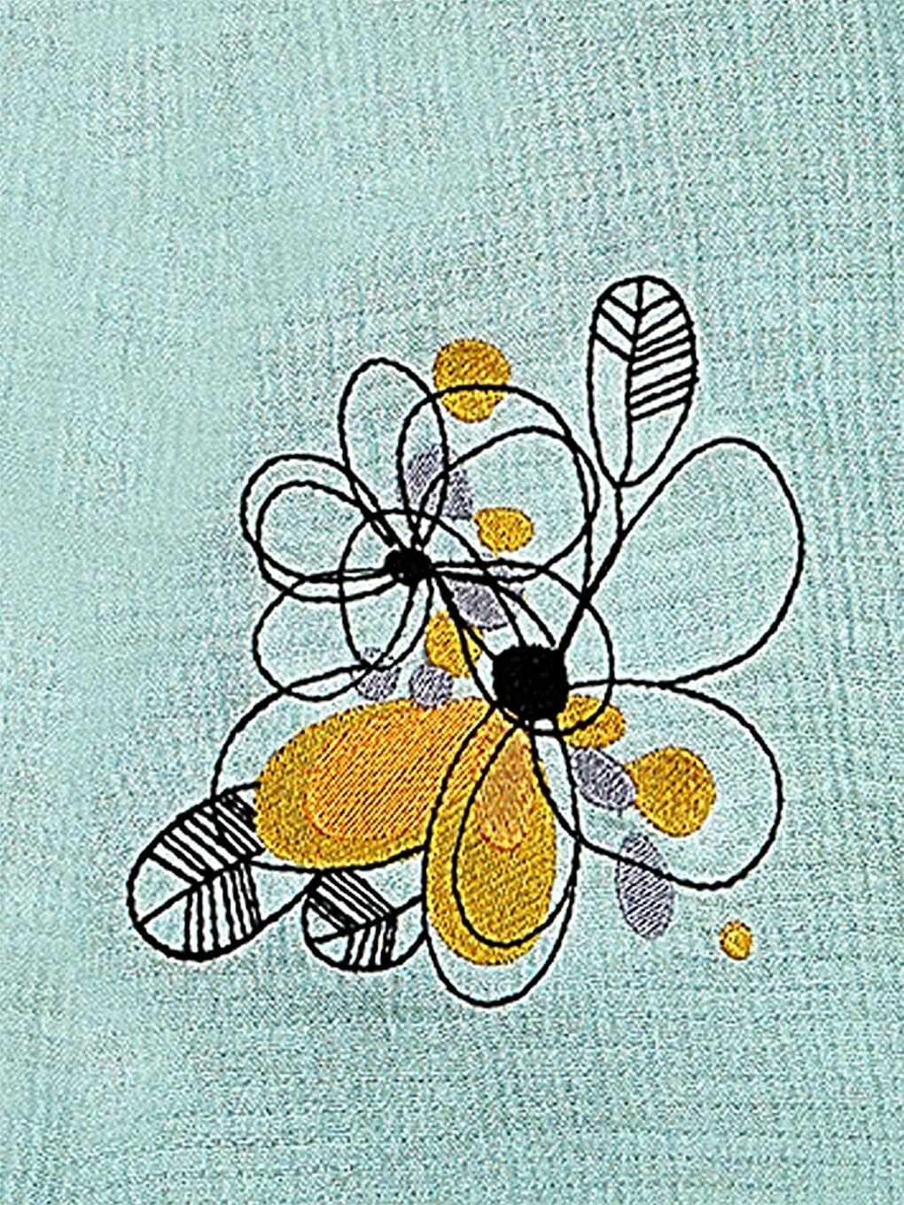 Çiçekli Kız Bebek Çocuk Yeşil Müslin Elbise-4