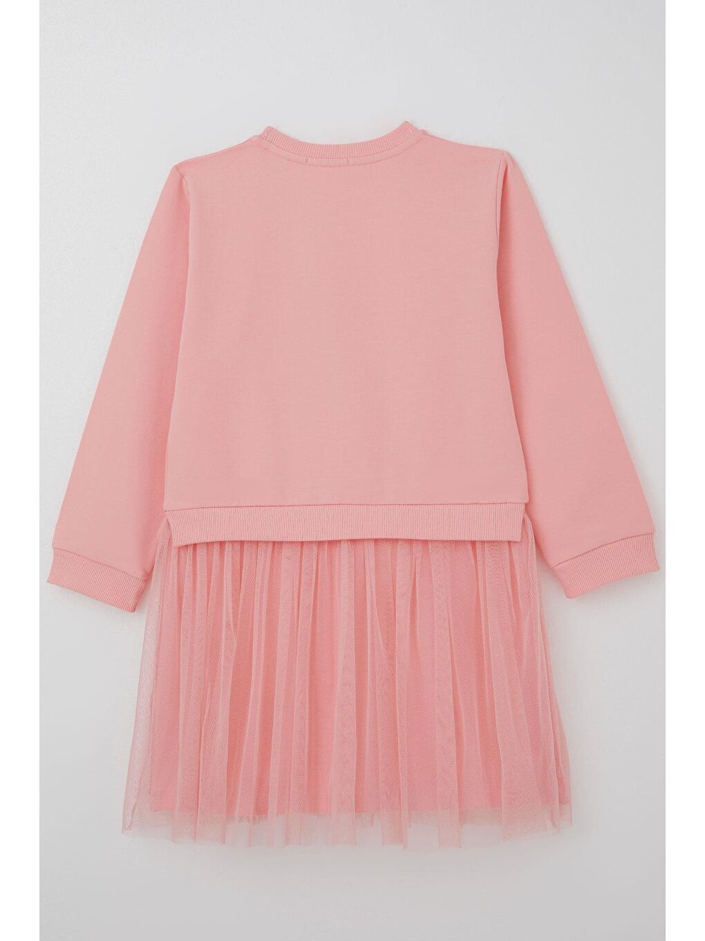 Kız Çocuk Uzun Kollu Elbise Sevimli Fiyonklu Kalpli Tavşancık Baskılı Pembe (4-9 Yaş)-1