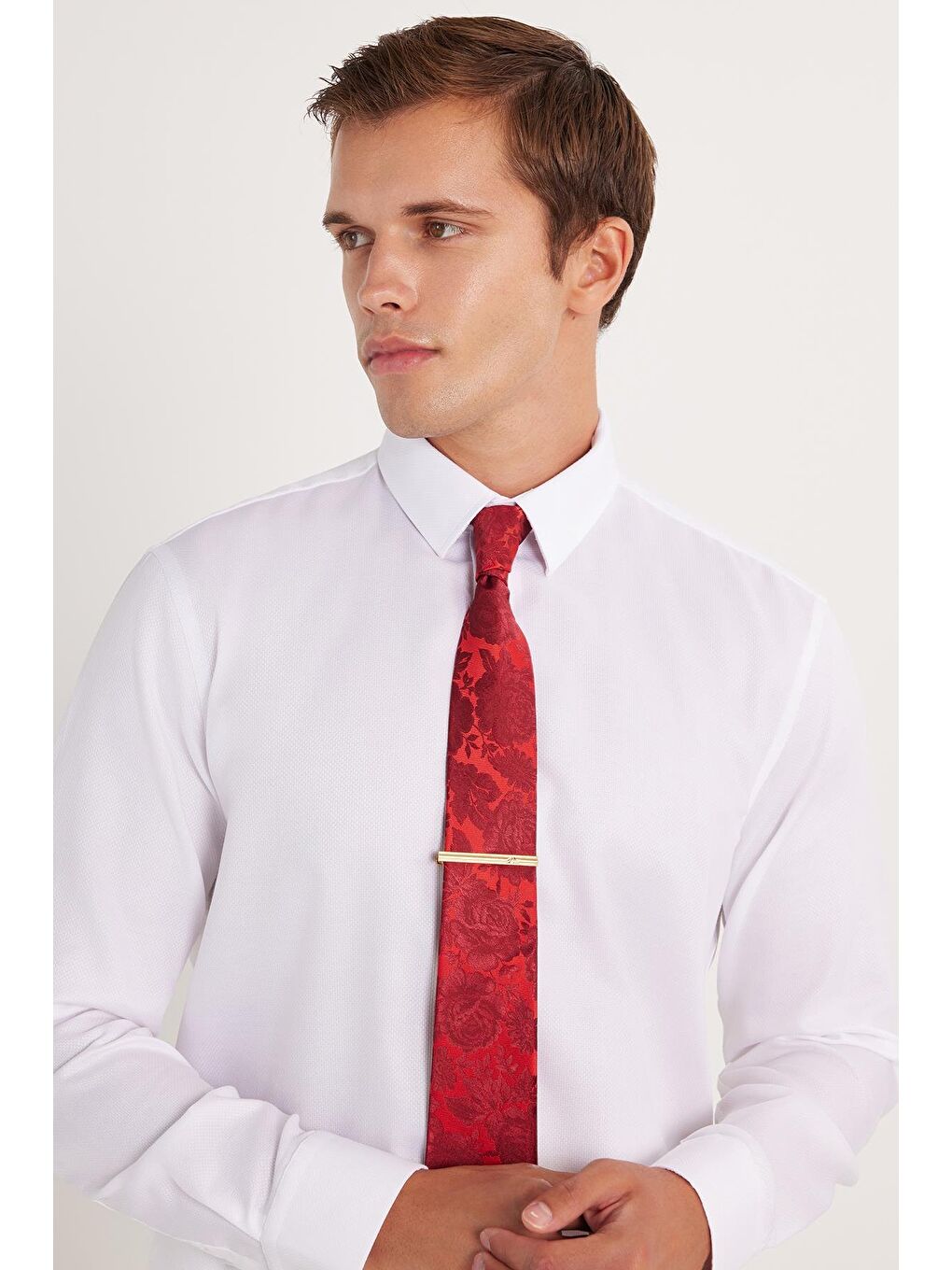 Slim Fit Beyaz Non-Iron %100 Pamuk Doğa Dostu Ekoteks Belgeli Ütü Gerektirmez Gömlek-1