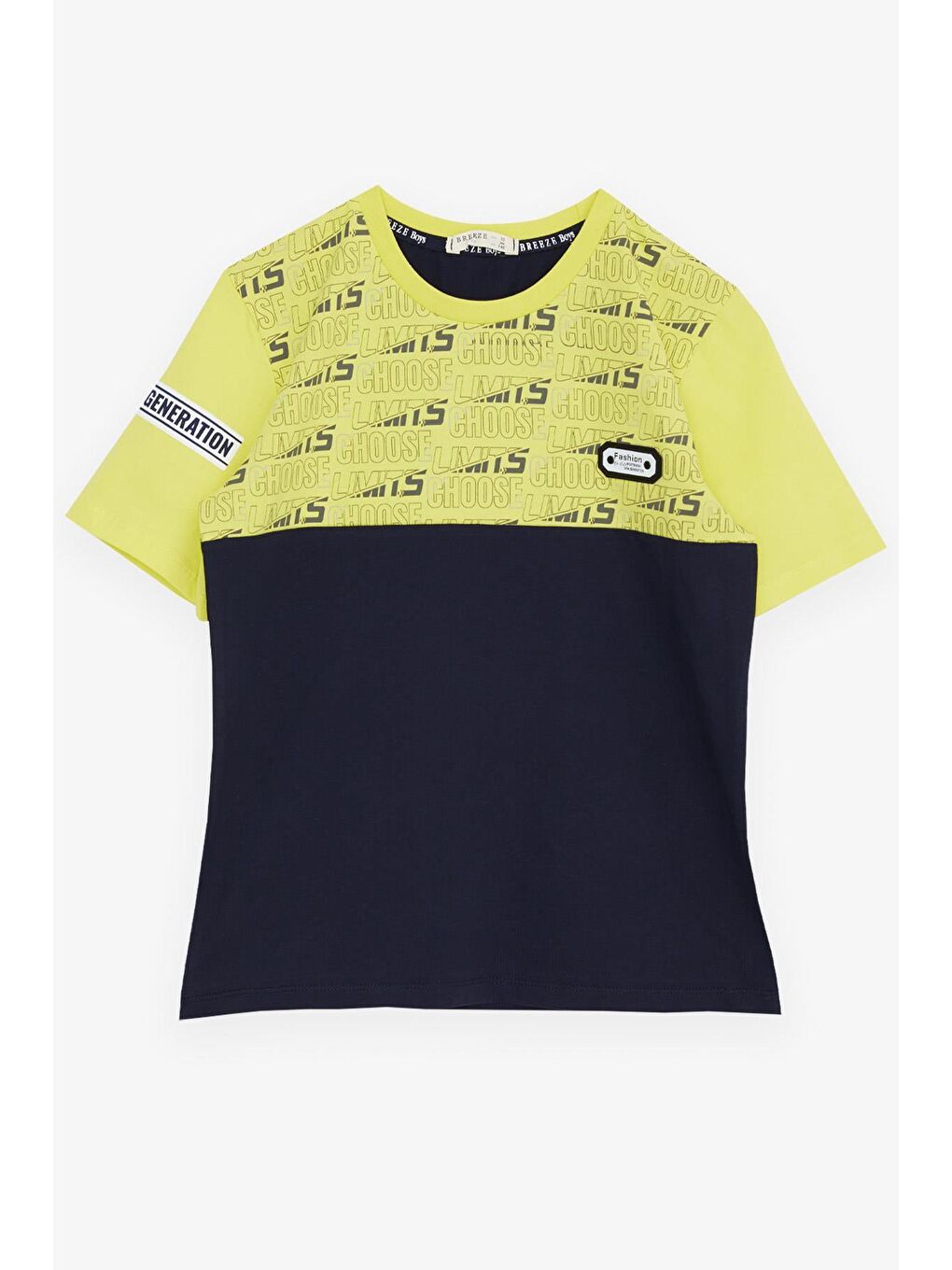 Erkek Çocuk Tişört Yazı Baskılı Armalı Sarı (9-16 Yaş)