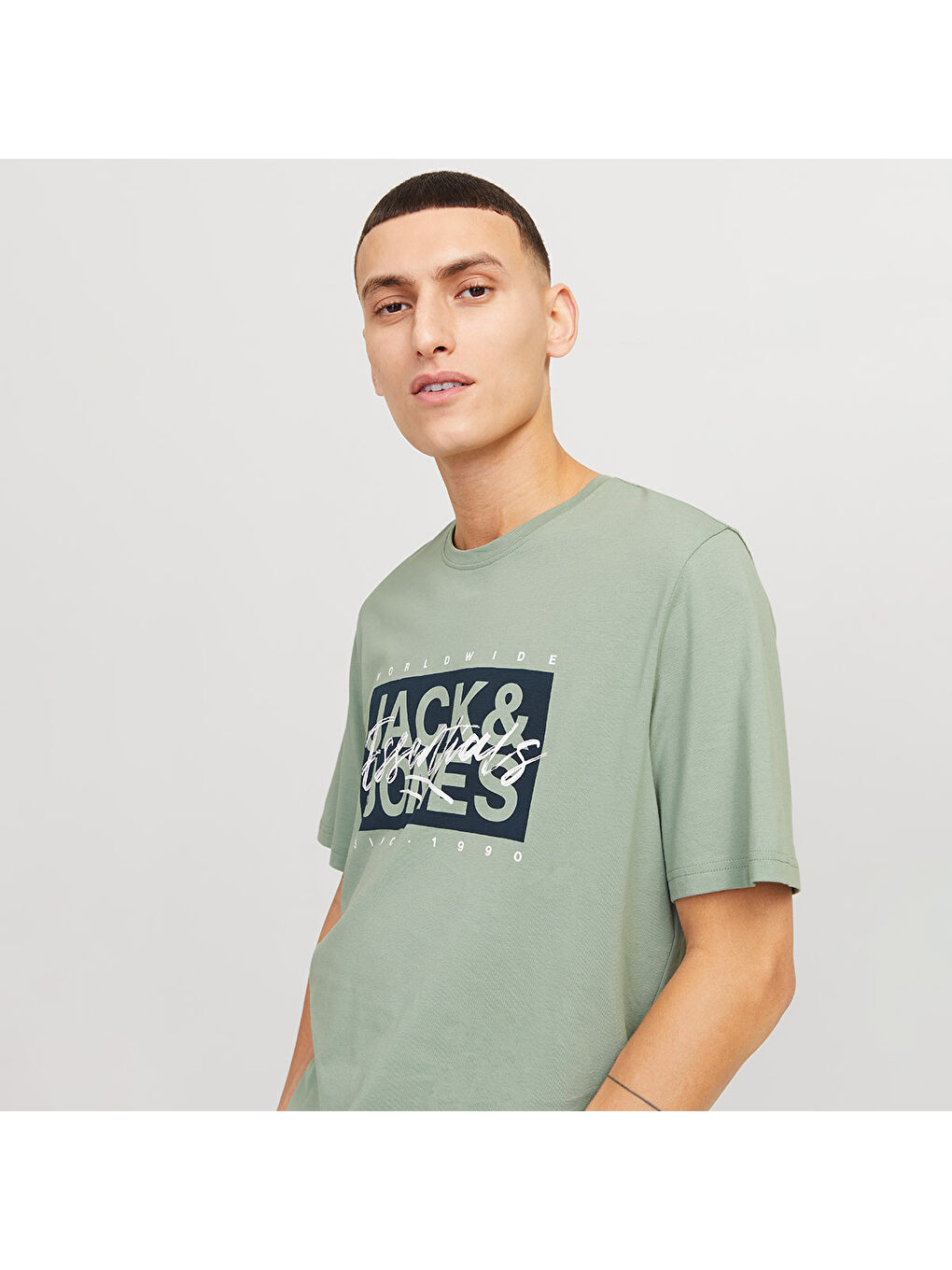 Colton Crew Neck Erkek Yeşil Yuvarlak Yaka Tişört-2