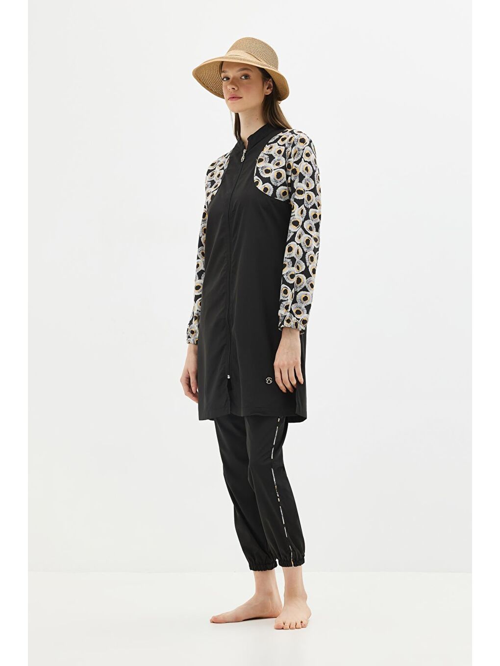 Paraşüt Kumaş 4’Lü Tesettür Mayo 6168 Siyah-2