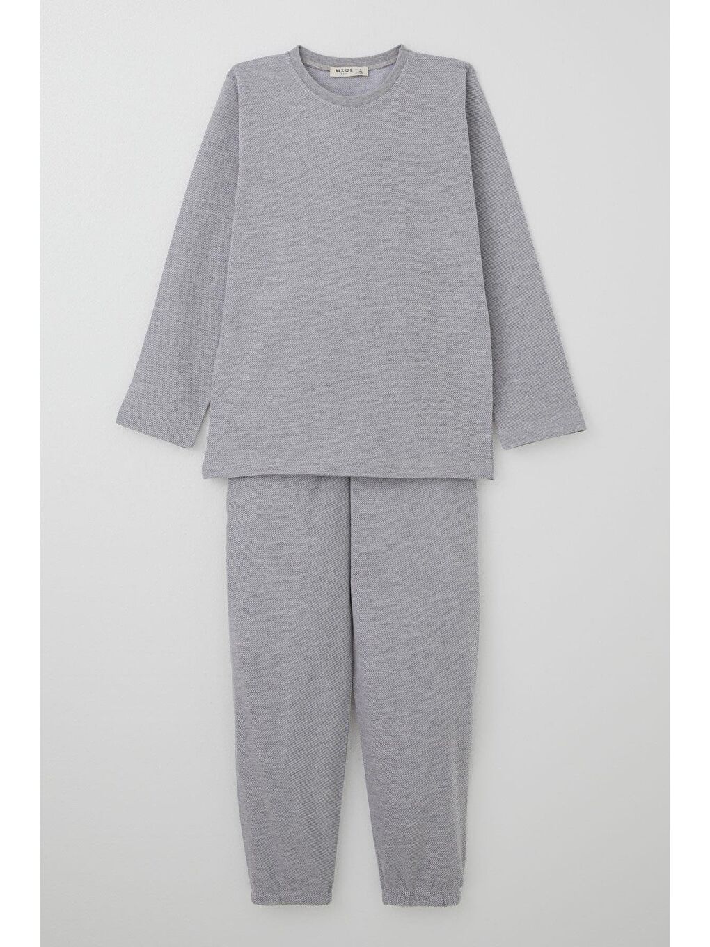 Erkek Çocuk Pijama Takımı Verev Çizgi Desenli Açık Gri (4 Yaş)