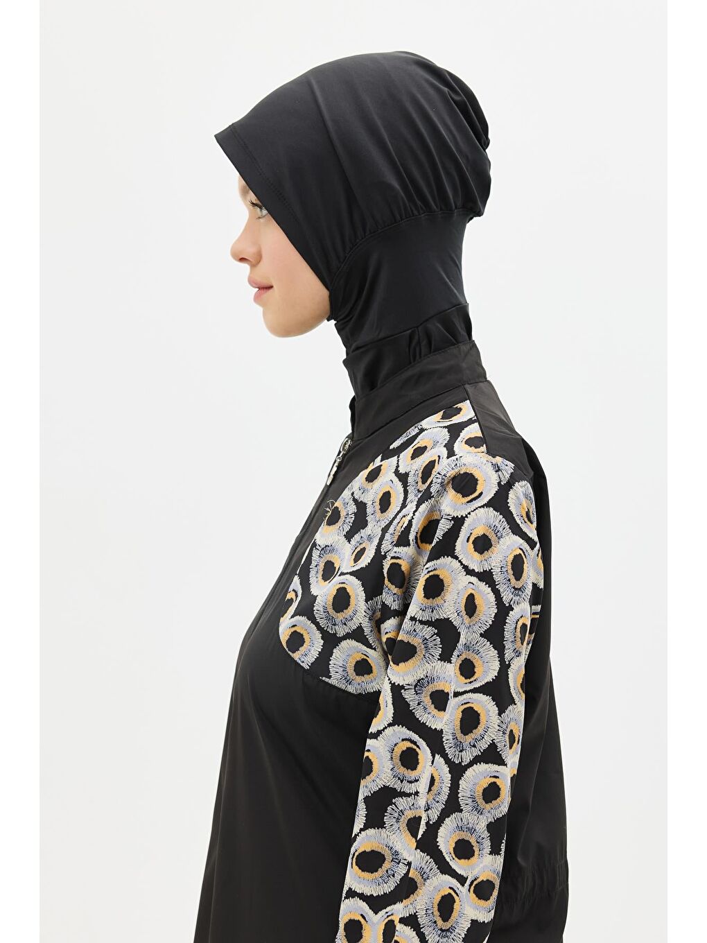 Paraşüt Kumaş 4’Lü Tesettür Mayo 6168 Siyah-6