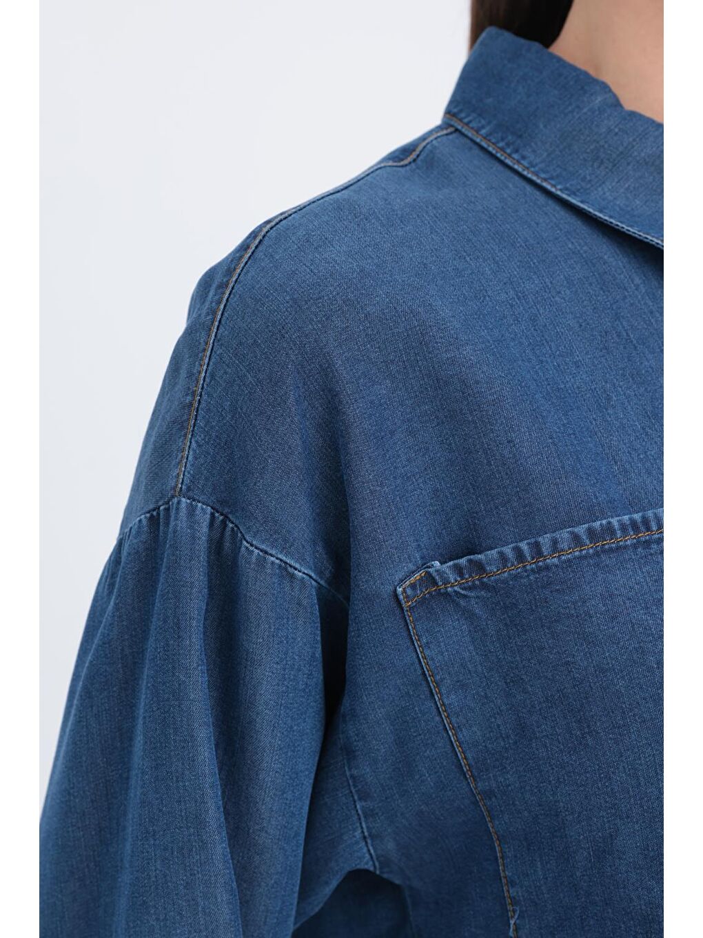 Koyu Mavi-Büyük Cepli Denim Pantolonlu Takım-4