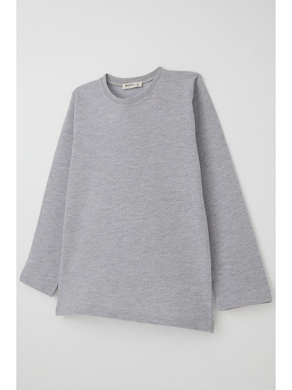 Erkek Çocuk Pijama Takımı Verev Çizgi Desenli Açık Gri (4 Yaş)-5