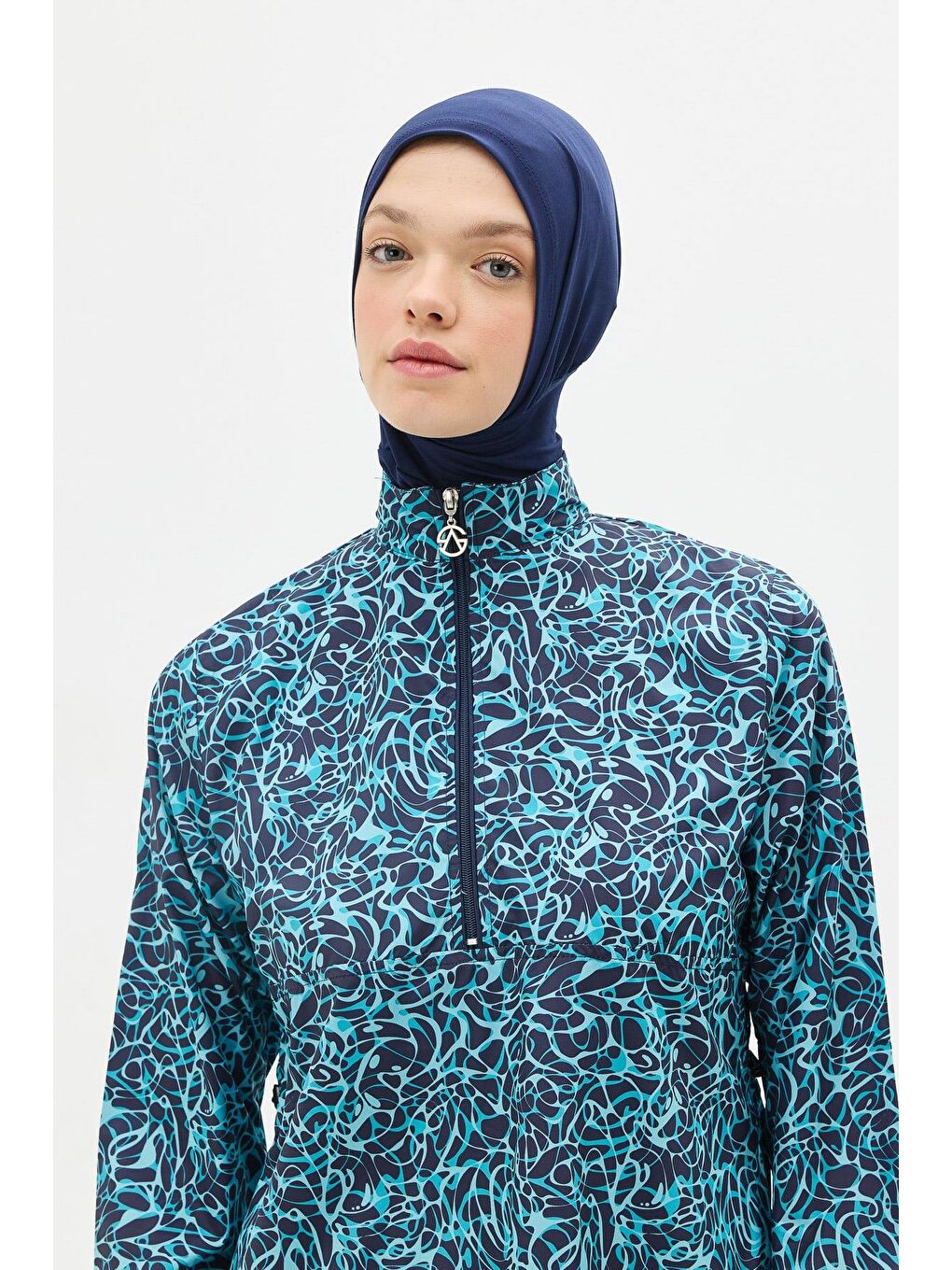 Paraşüt Kumaş 3’Lü Tesettür Mayo 6039 Lacivert-1