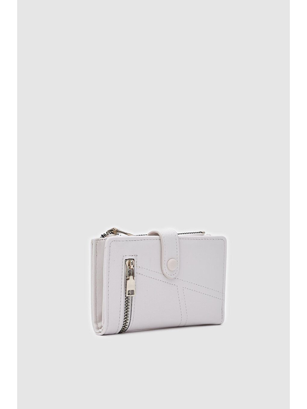 Ekru Earl Fermuarlı Cüzdan Krem-1