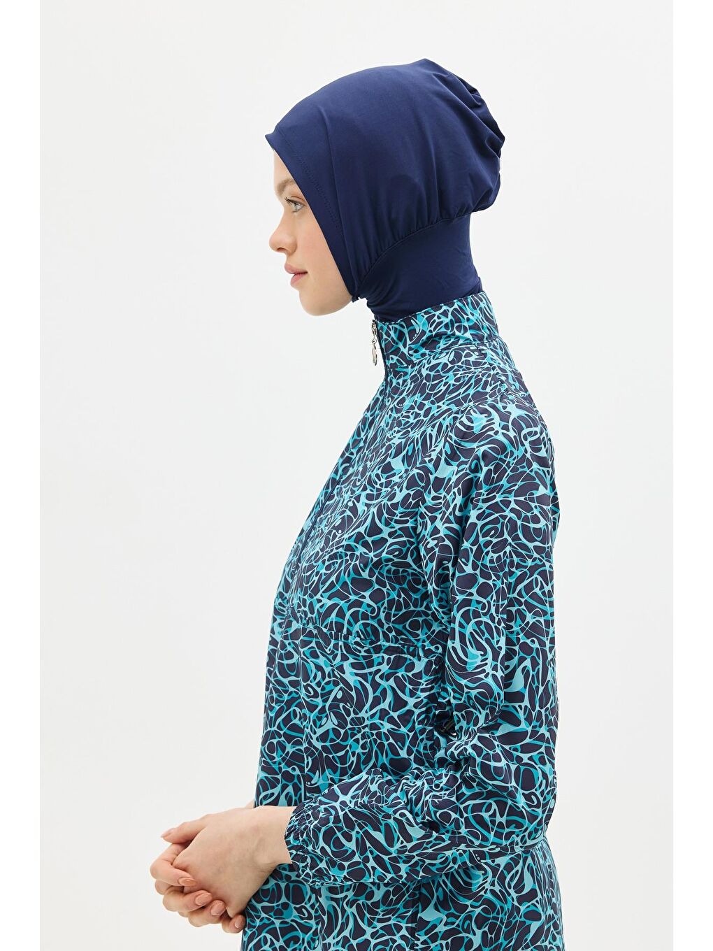Paraşüt Kumaş 3’Lü Tesettür Mayo 6039 Lacivert-5