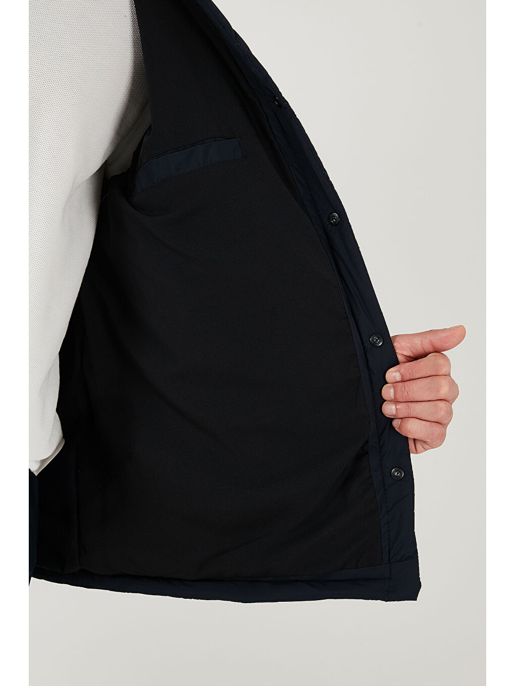 Lacivert Kapitoneli Regular Fit Kadife Detaylı Mont 497LEROY-4