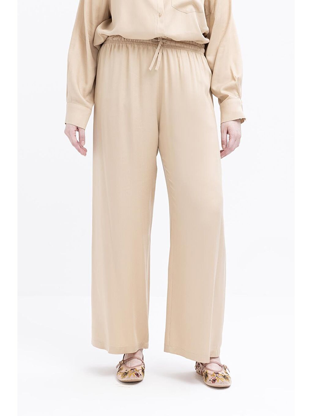 Bej-Cep Detaylı Büyük Beden Pantolonlu Takım-4