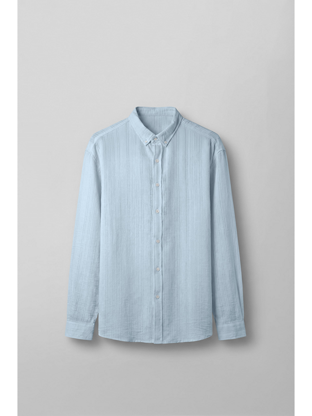 Erkek Relaxed Fit İnce Tekstürlü Gömlek Açık Mavi