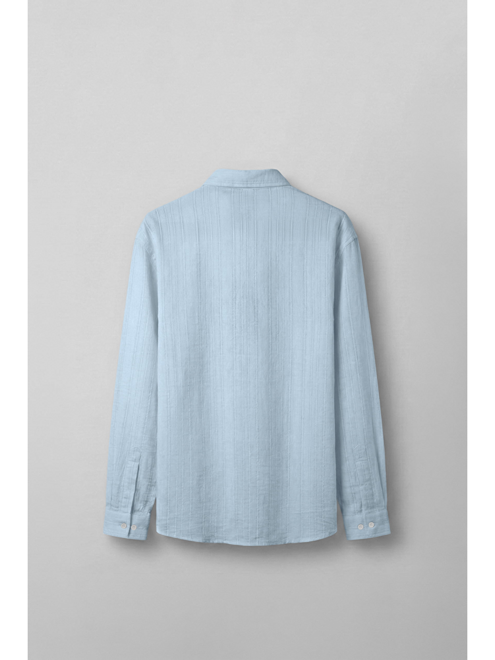 Erkek Relaxed Fit İnce Tekstürlü Gömlek Açık Mavi-1