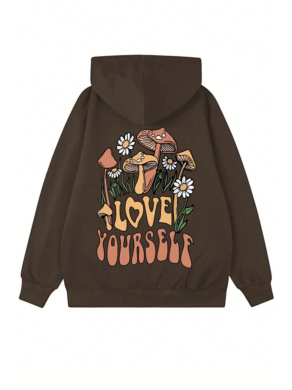 uyguntarz Açık Kahverengi Unisex Oversize Love Yourself Baskılı Sweatshirt - 1