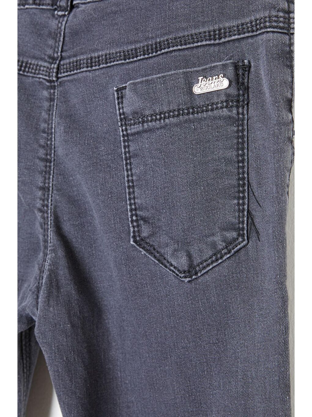 Gri Füme Beli Bağcıklı Erkek Çocuk Jean Pantolon 16218-2