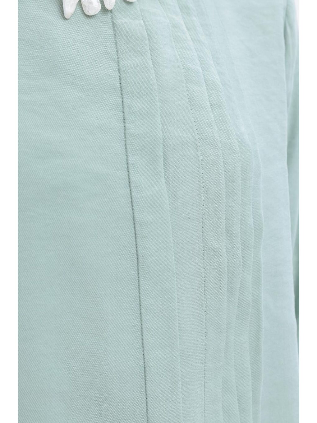 Yeşil Mint-Nervürlü Yırtmaçlı Modal Pantolonlu Takım-5