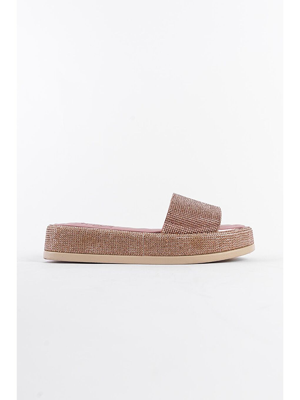 Pembe Dolgu Topuklu Taşlı Kadın Terlik-1