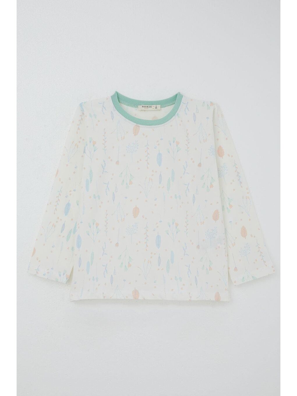 Kız Çocuk Pijama Takımı Bahar Fısıltısı Renkli Yapraklar Desenli Ekru (4-8 Yaş)-2