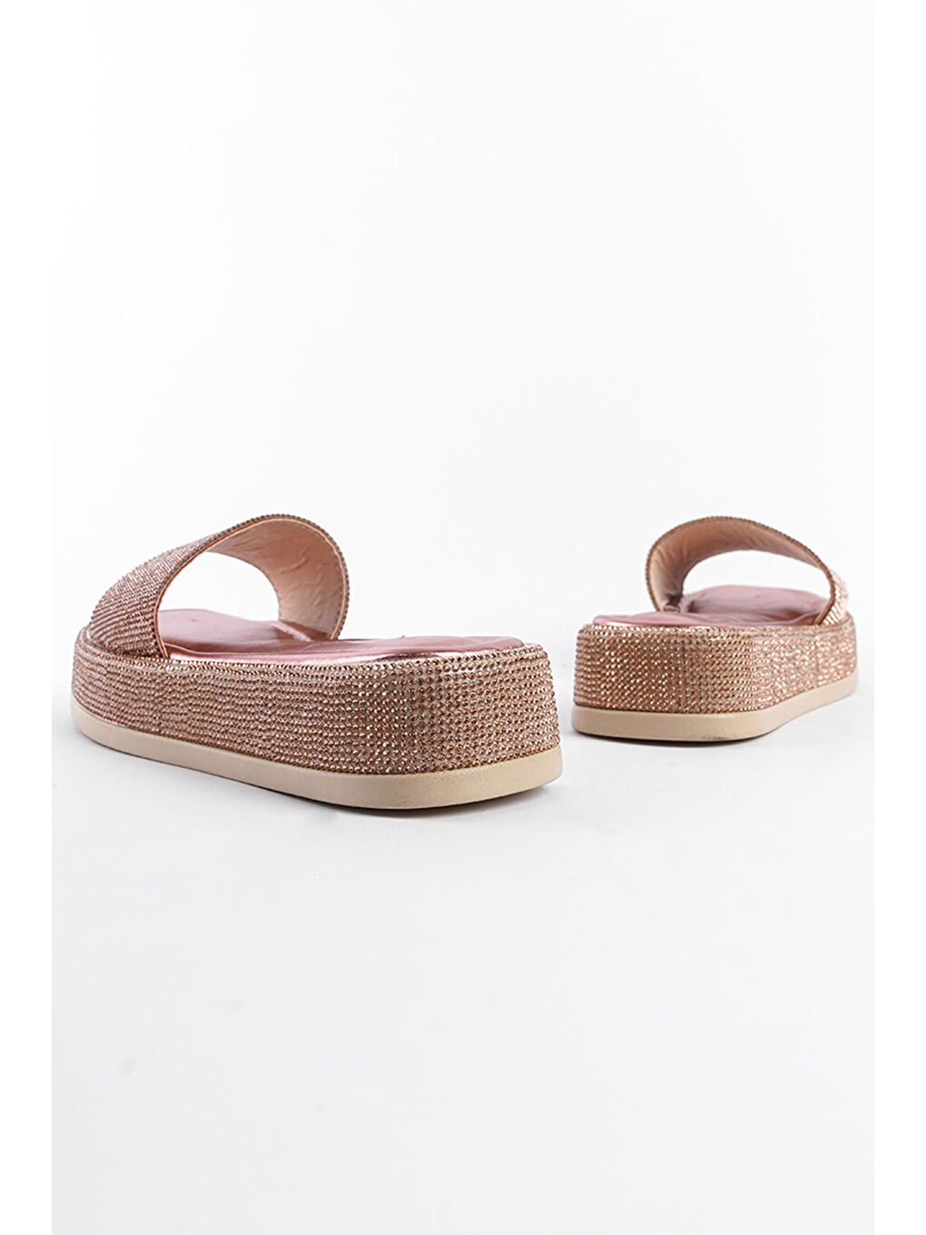 Pembe Dolgu Topuklu Taşlı Kadın Terlik-2