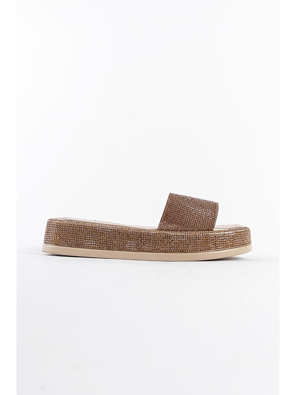 Sarı Dolgu Topuklu Taşlı Kadın Terlik-1