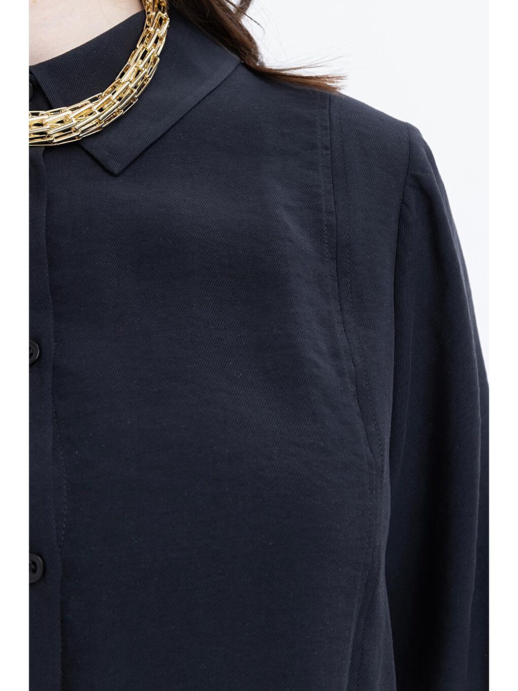 Siyah-Yırtmaç Detaylı Büyük Beden Modal Pantolonlu Takım-4