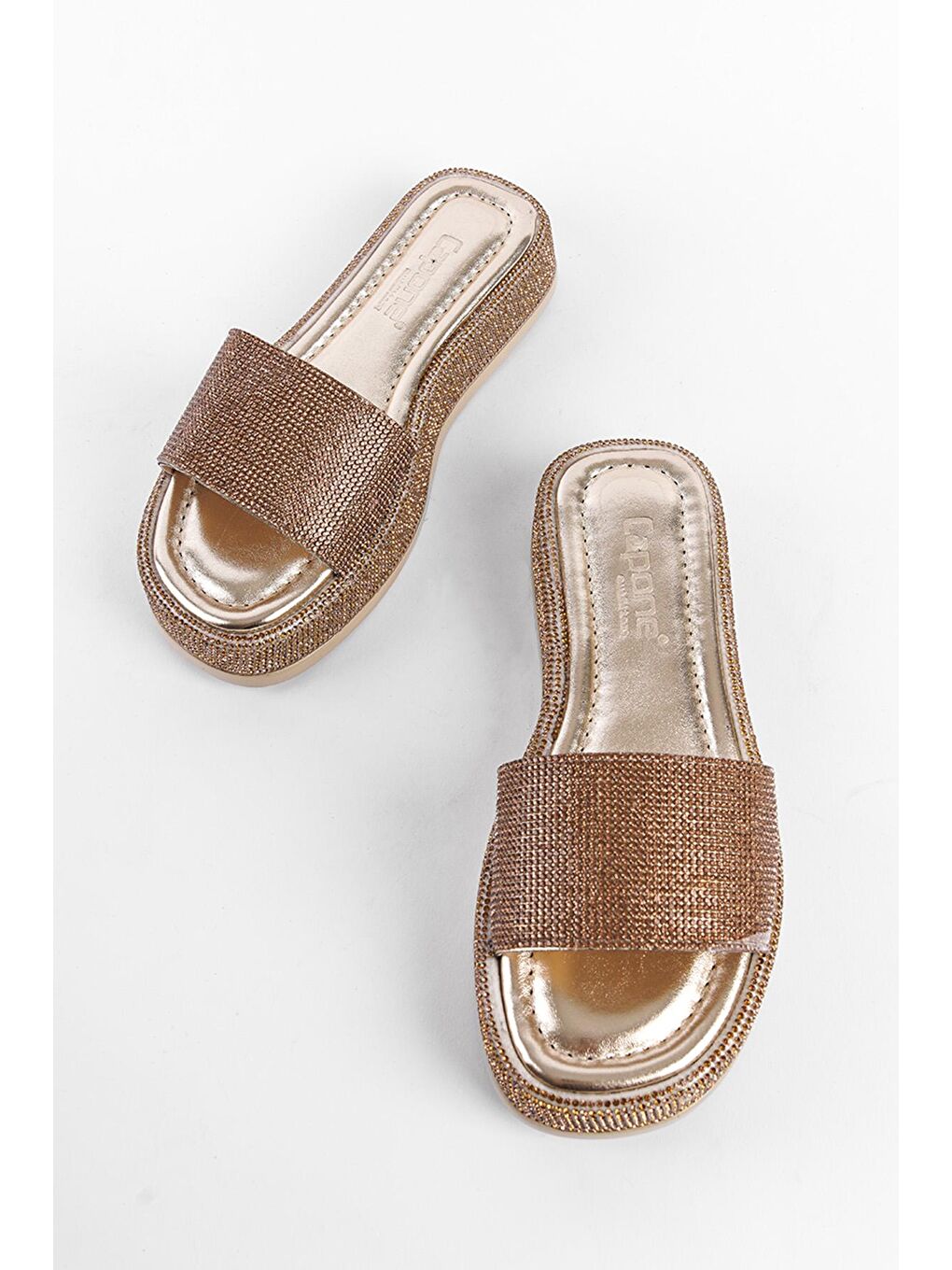 Sarı Dolgu Topuklu Taşlı Kadın Terlik-3