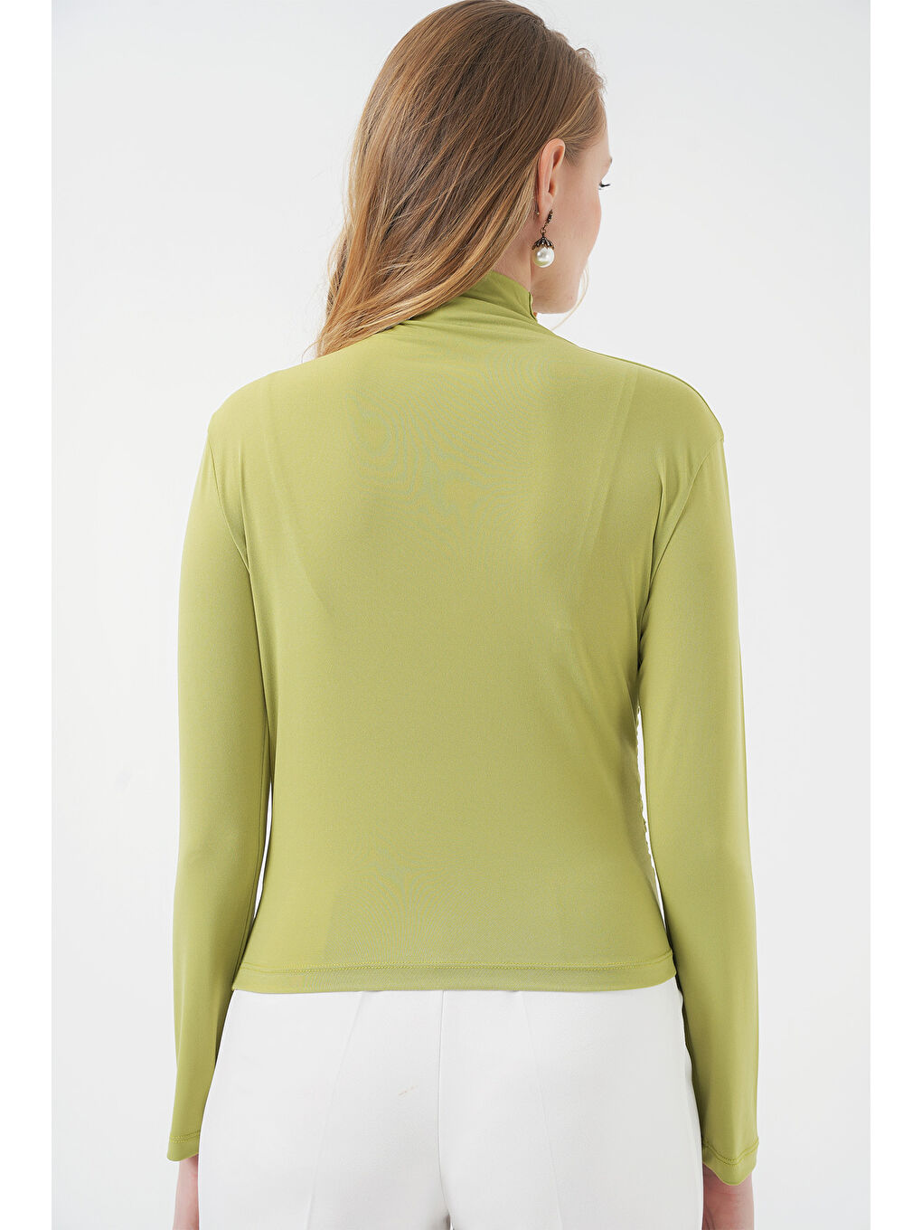 925 Büzgü Detaylı Sandy Bluz - E.Yeşil-6