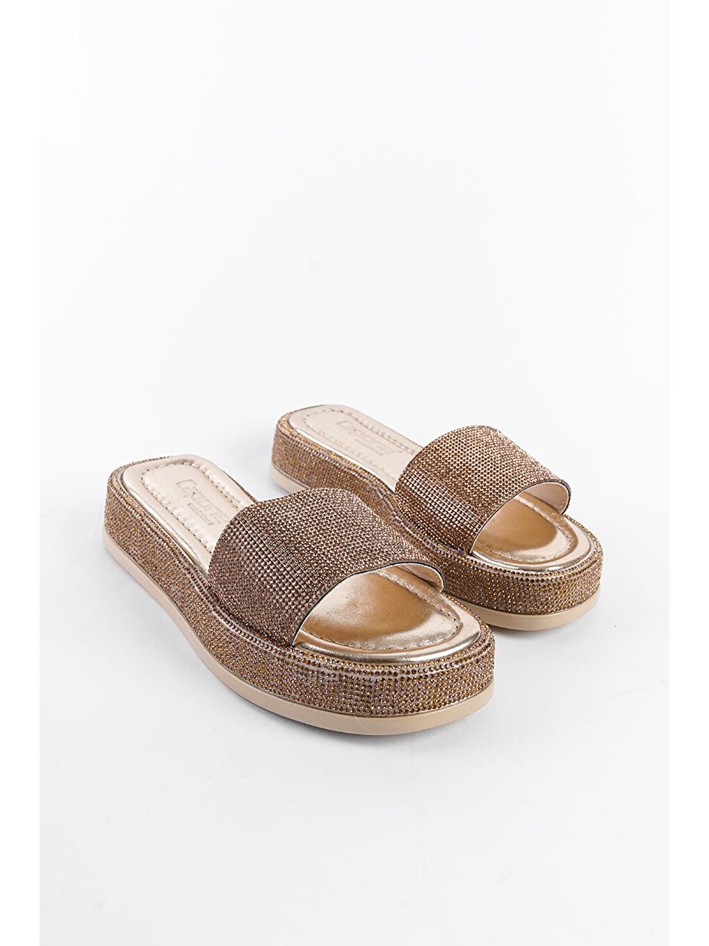 Sarı Dolgu Topuklu Taşlı Kadın Terlik-4