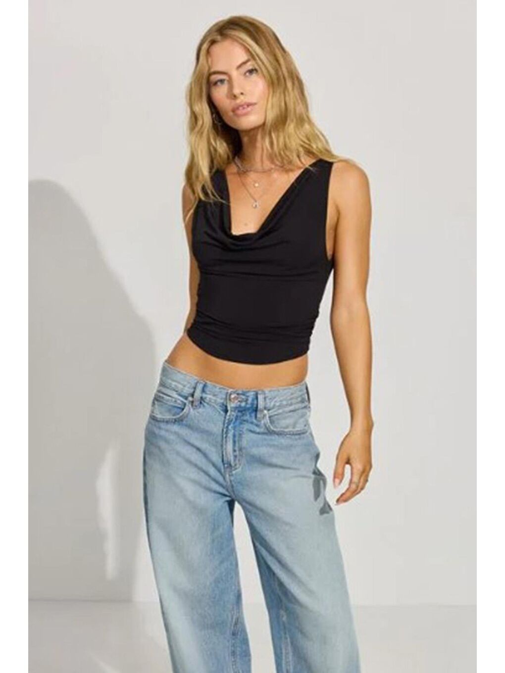 Siyah Degaje Yaka Kadın Body Mg2282-2