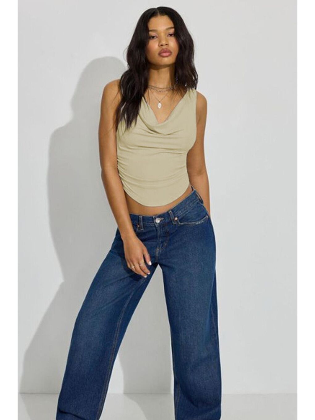 Bej Degaje Yaka Kadın Body Mg2282