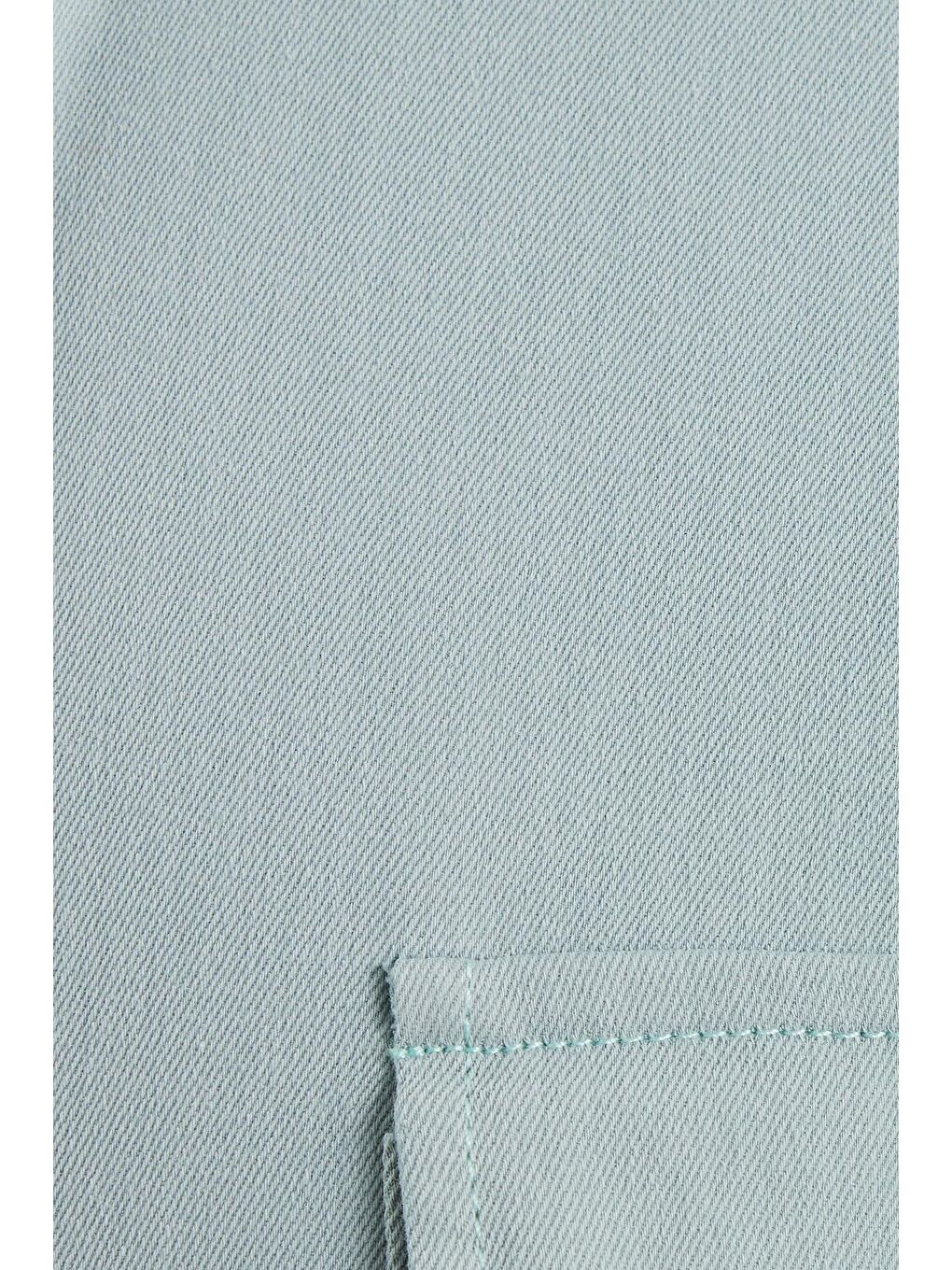 Yeşil Erkek Regular Fit Rahat Kesim Çift Cepli Spor Yaka Denim Mint Gömlek-5