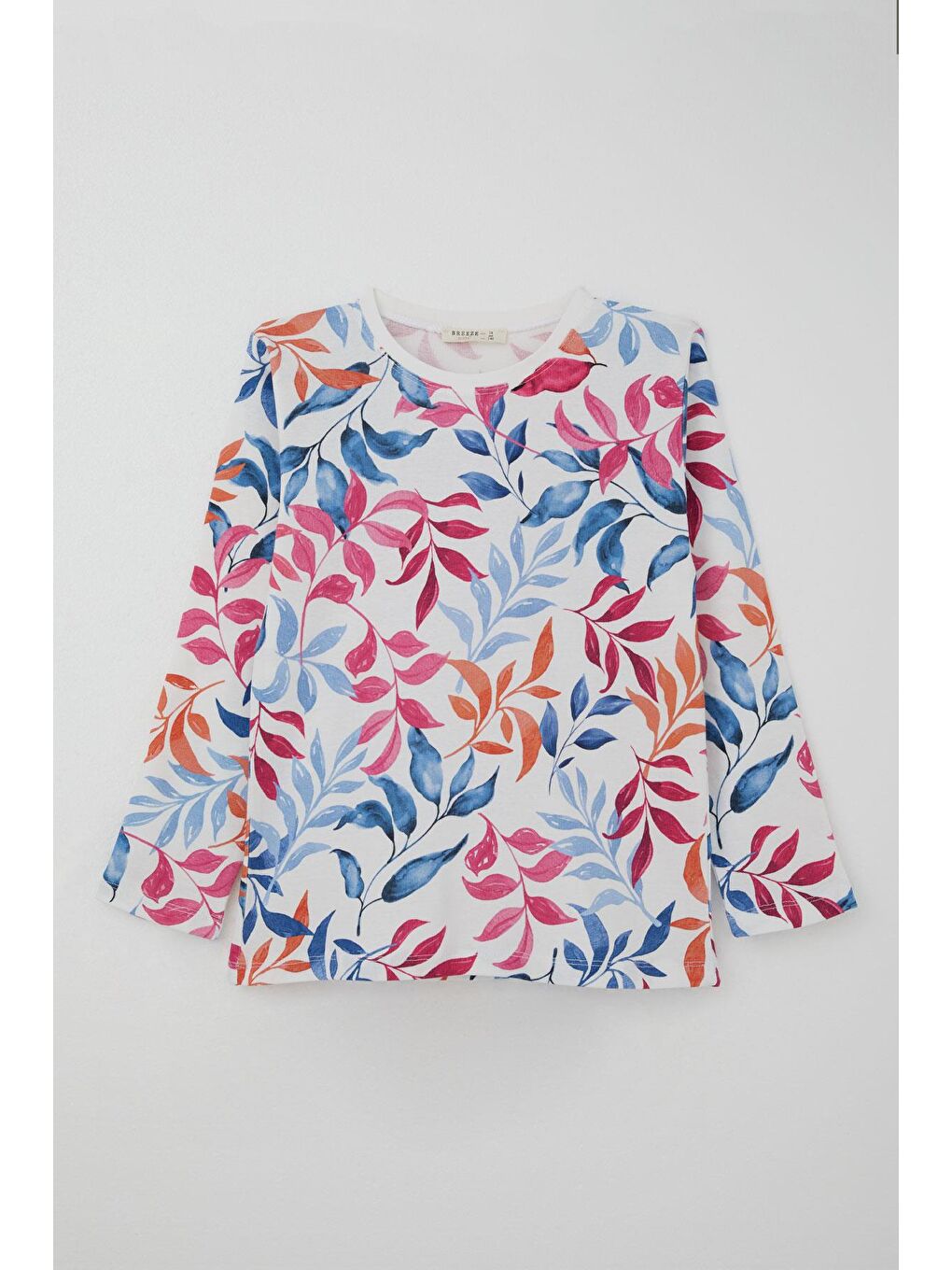 Kız Çocuk Pijama Takımı Renkli Yaprak Desenli Beyaz (10-11 Yaş)-1