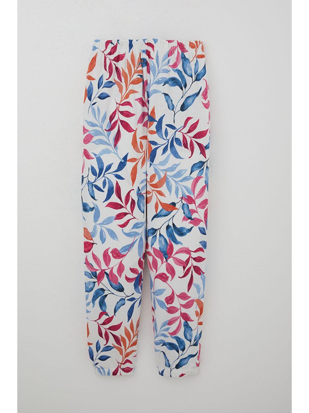 Kız Çocuk Pijama Takımı Renkli Yaprak Desenli Beyaz (10-11 Yaş)-4