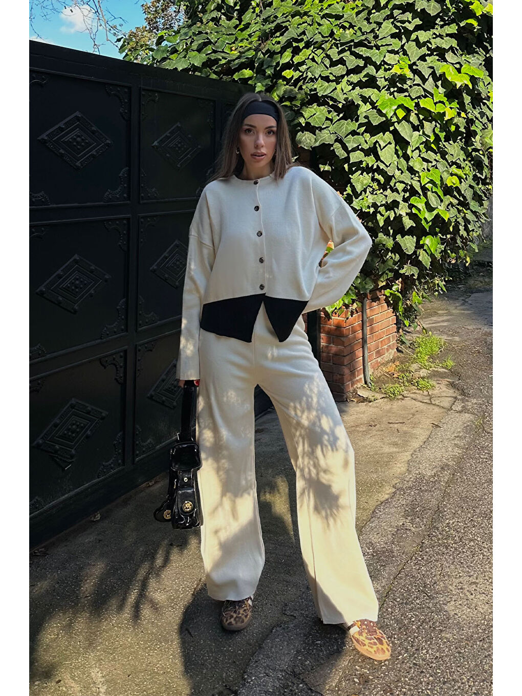 Ekru Düğmeli  İkili Triko Takım 5KXK8-49072-52