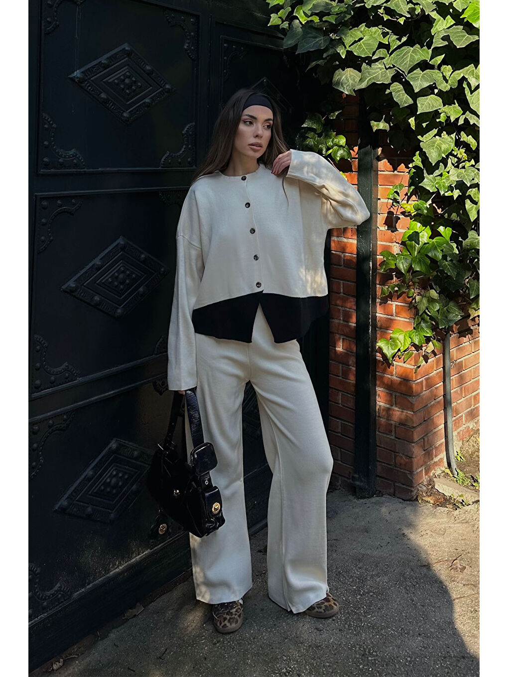 Ekru Düğmeli  İkili Triko Takım 5KXK8-49072-52-1