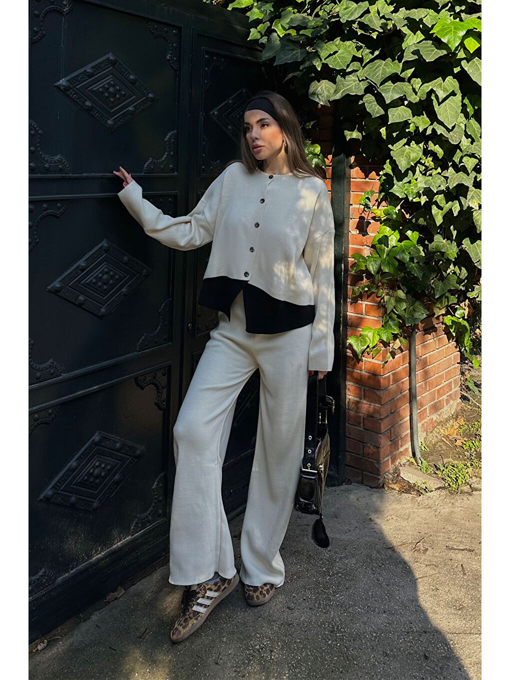 Ekru Düğmeli  İkili Triko Takım 5KXK8-49072-52-2