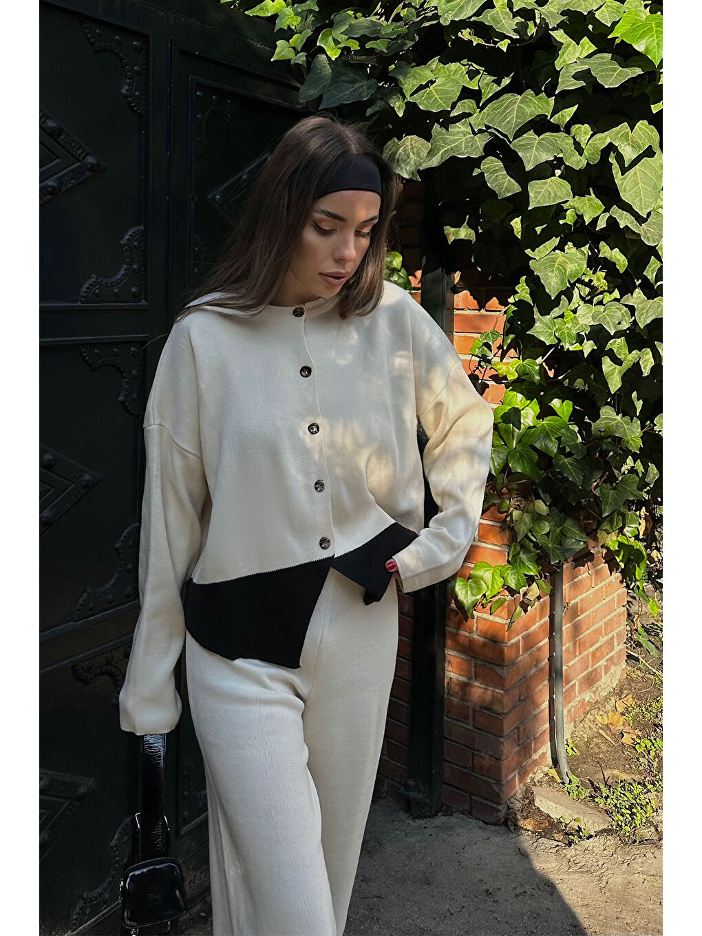 Ekru Düğmeli  İkili Triko Takım 5KXK8-49072-52-3